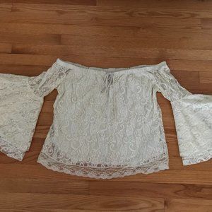 Boston Proper Flare Sleeve Lace Top - Size L